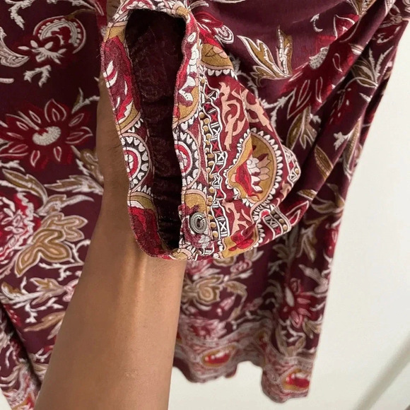 lucky brand boho peplum floral peasant print red blouse 1X - Picture 5 of 6